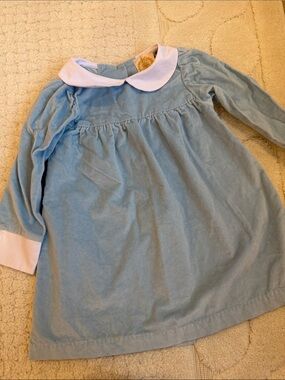 Light Blue Peter Pan Collar Dress with White Trim
